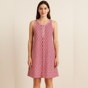 Gretchen Scott‎ Designs Pink and White Geometric Dress Size Medium 100% Cotton